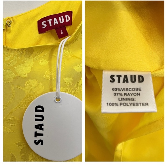 NWT Staud Marwa Midi Dress size 4 Jacquard Floral Flutter Sleeve - Picture 6 of 7